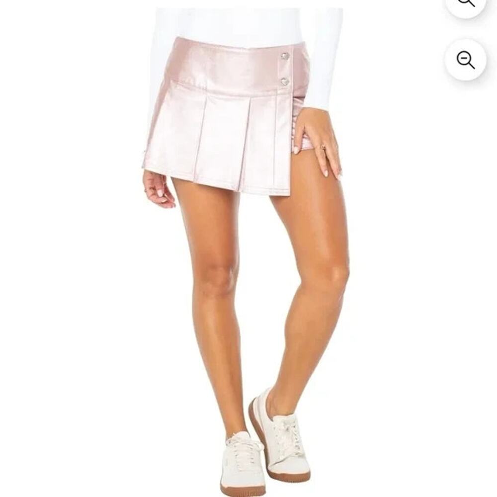 SET of 3 Celebrity Pink Size L Women Pink Gray Black Faux Leather Pleated Skort - Picture 15 of 15